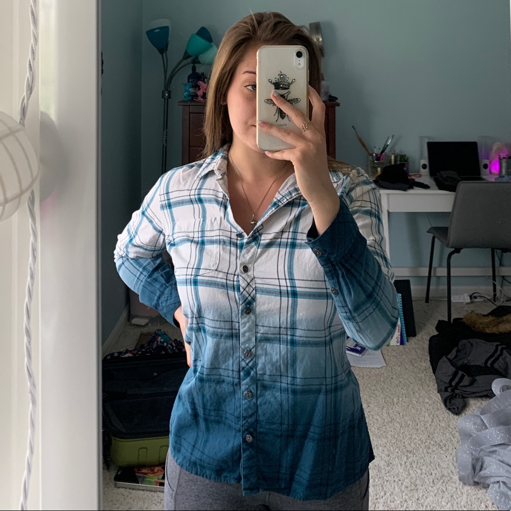 White Blue Ombré Flannel